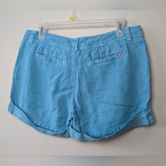 NWT 120% Lino Made In Italy Women Short 100% Linen Blue Size 42 Eur = Medium 32 - Picture 5 of 9